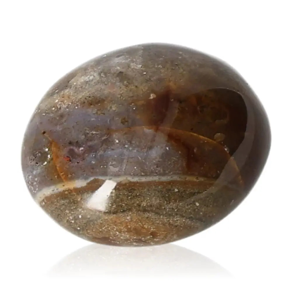 Tumbled Jasper gemstone showcasing natural patterns, offering serenity and tranquility through its calming embrace.