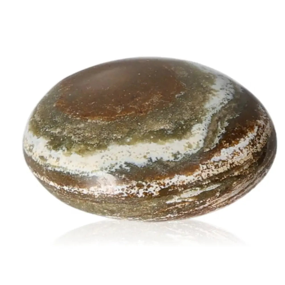 Tumbled Jasper stone enhancing tranquility, stress reduction, and balance with nurturing properties for aura harmony.