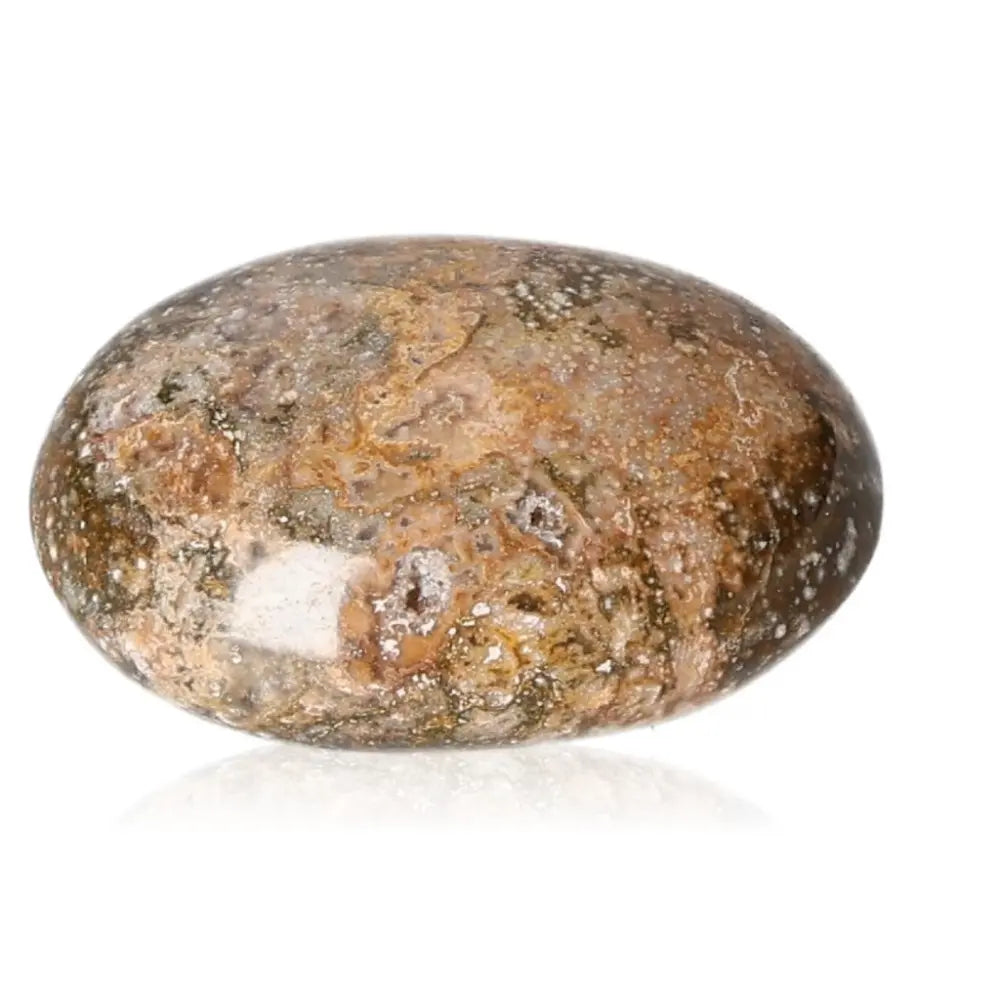 Tumbled Jasper gemstone, polished for tranquility and harmony, ideal for stress reduction and balancing energy in daily life.