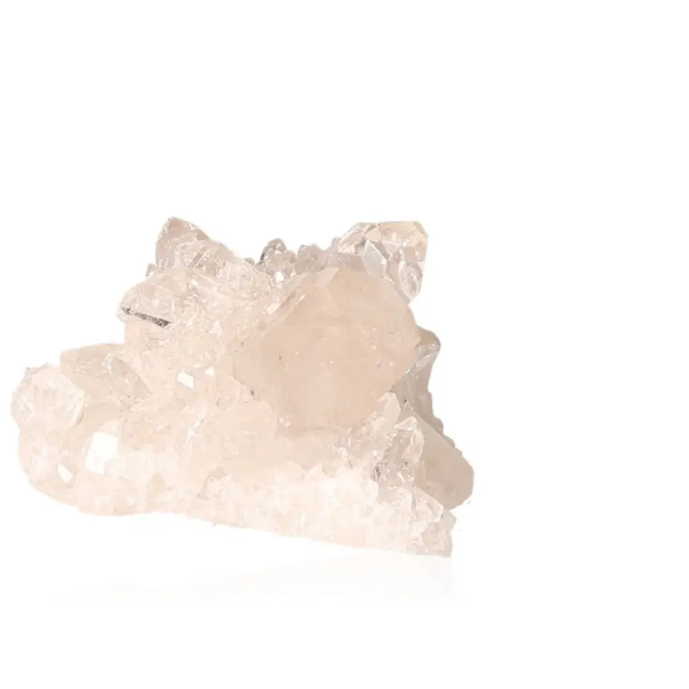 Rough crystal quartz cluster showcasing natural beauty and elegance, ideal for decoration and harnessing crystal energy.