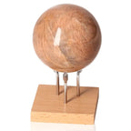 Peach Moonstone Sphere on stand, enhances emotional balance and intuition, aids women’s attractiveness, protective against nightmares.