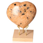 Peach Moonstone Heart: Emotional balance and intuition enhancing gemstone. Perfect for restful sleep and sensitivity boost. Stand not included.