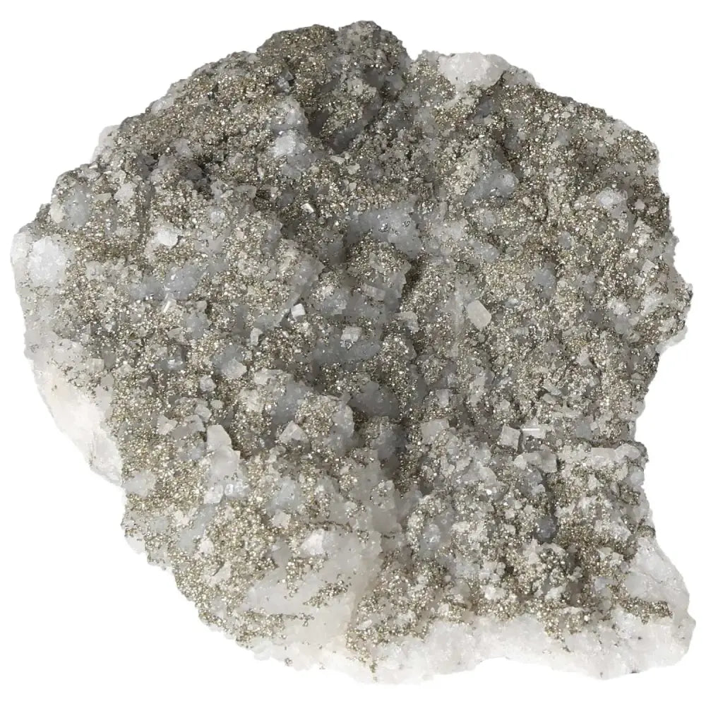 Quartz with Pyrite crystal showcasing its natural beauty and metaphysical properties, featured by Sylvia Crystals.