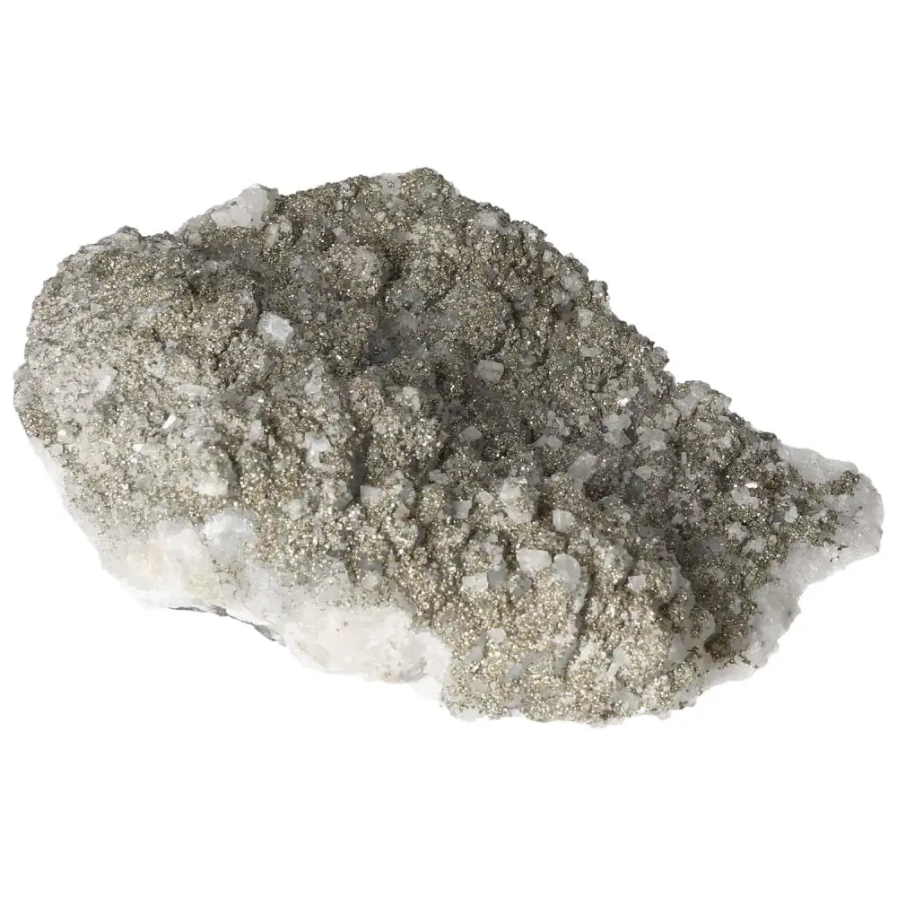 Exquisite Quartz with Pyrite crystal showcasing its unique blend of grounding and clarity, available at Sylvia Crystals.