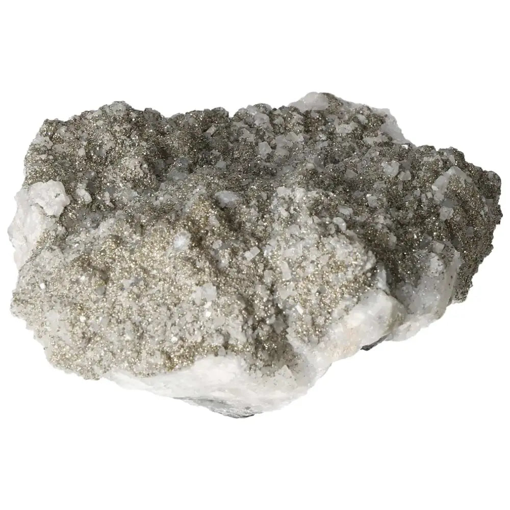 Quartz with Pyrite crystal, showcasing natural luster and metaphysical properties, available at Sylvia Crystals for elegance.