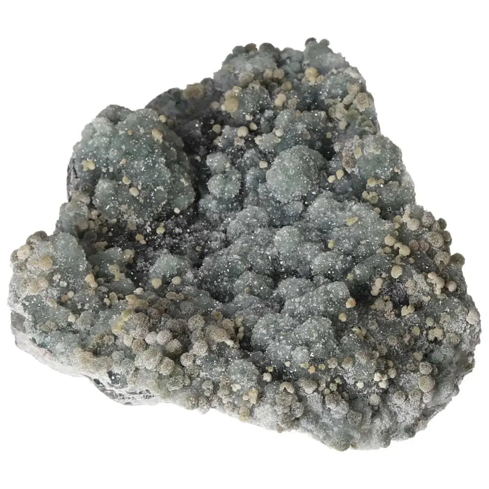 Grape Chalcedony crystal with grape-like formations, offering spiritual depth and emotional healing, from Sylvia Crystals.