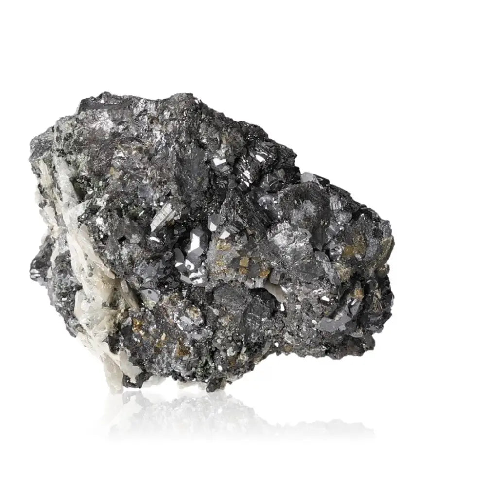 Sphalerite with Galena and Calcite crystal showcasing a unique fusion of protective and transformative energies from Sylvia Crystals.