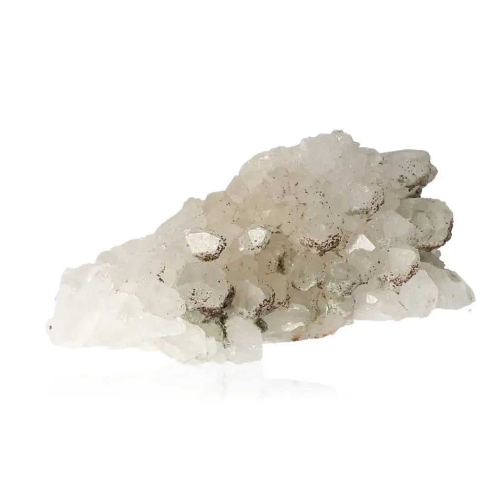Clear quartz crystal cluster radiating spiritual energy and enhancing harmony and chakra alignment.