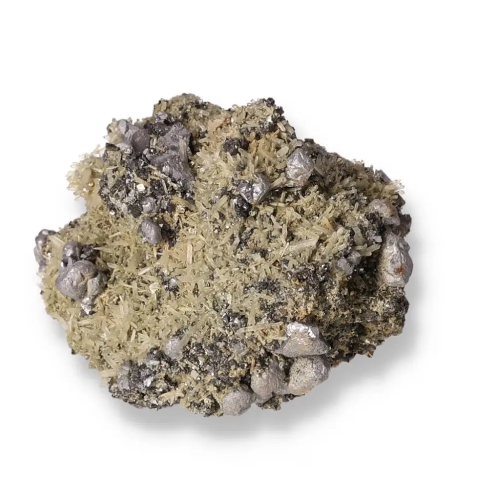 Galena with Calcite mineral stone showcasing its protective and grounding properties for balance and transformation.