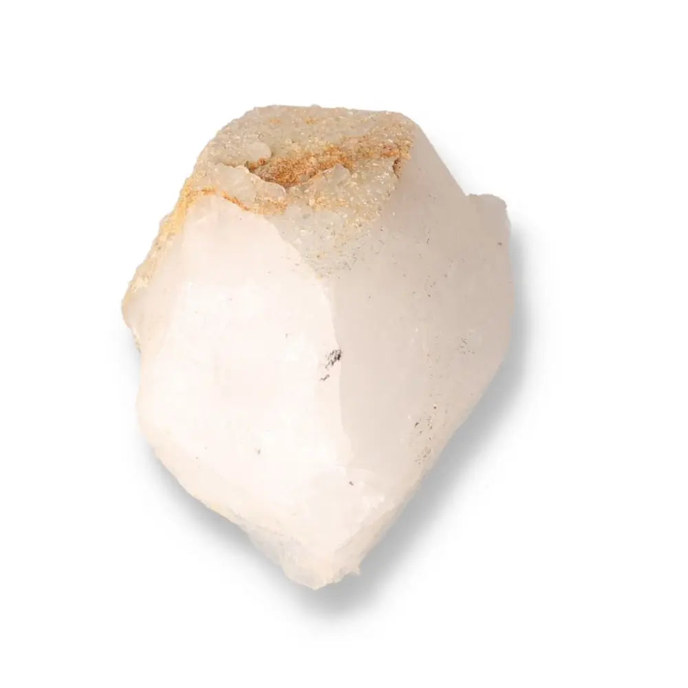 Natural quartz crystal with mineral inclusions, showcasing its transformative metaphysical properties and diverse colors.