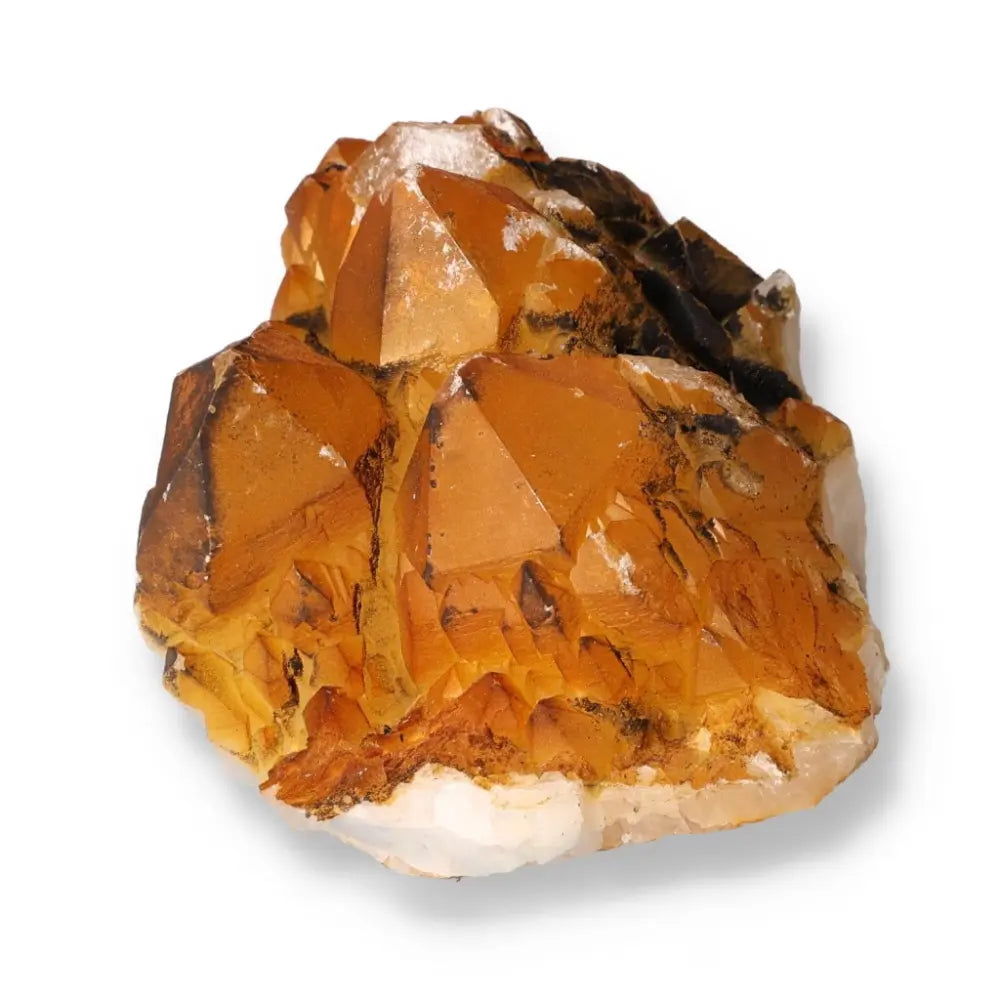 Quartz crystal with iron oxide inclusion showcasing natural beauty and energy, ideal for collectors and enthusiasts.