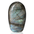Polished Cut Base Labradorite by Sylvia Crystals, showcasing natural iridescent beauty.