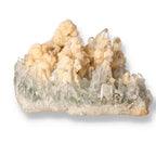 Quartz with Calcite crystal cluster displaying natural beauty and energetic synergy, highlighting unique fusion of powerful minerals.