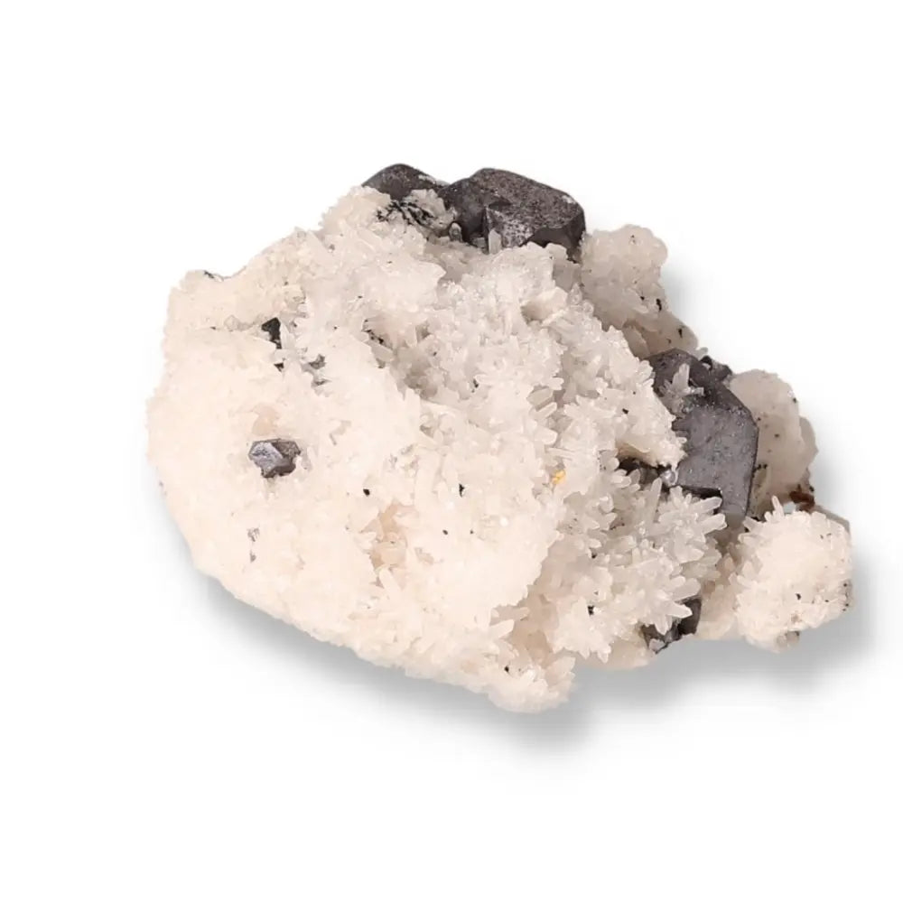 Galena with Quartz crystal by Sylvia Crystals, showcasing their synergy and unique textures.