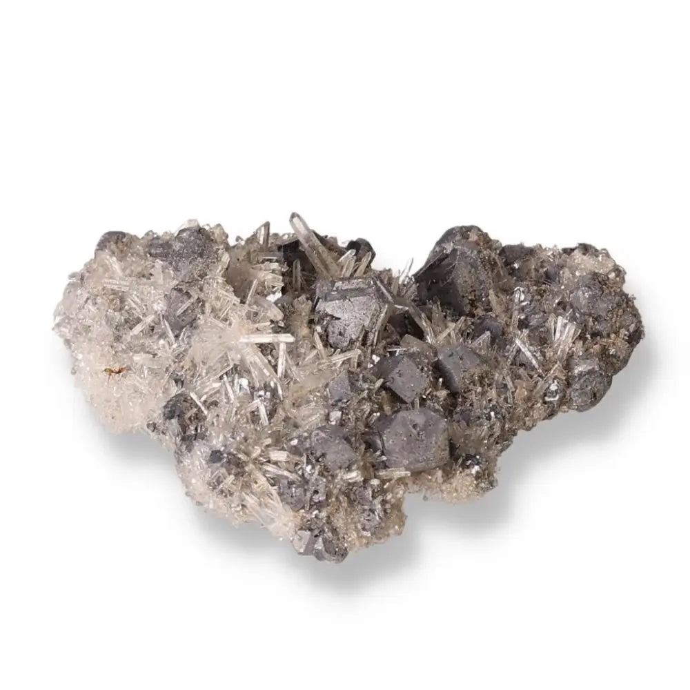 Quartz with Galena crystal showcasing natural beauty and mystical properties for mind and spirit elevation.