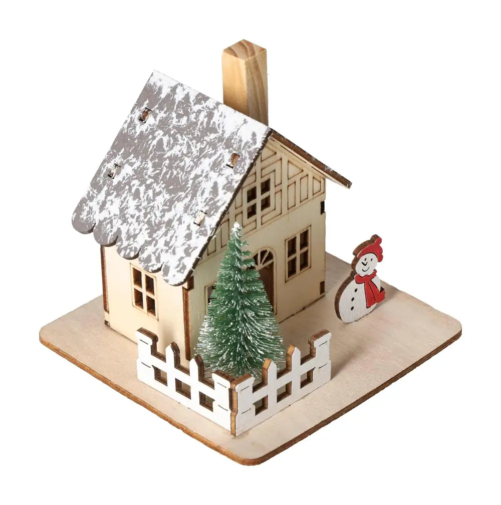 Table Deco House LED with snowman and pine tree, showcasing elegant and luxurious craftsmanship.