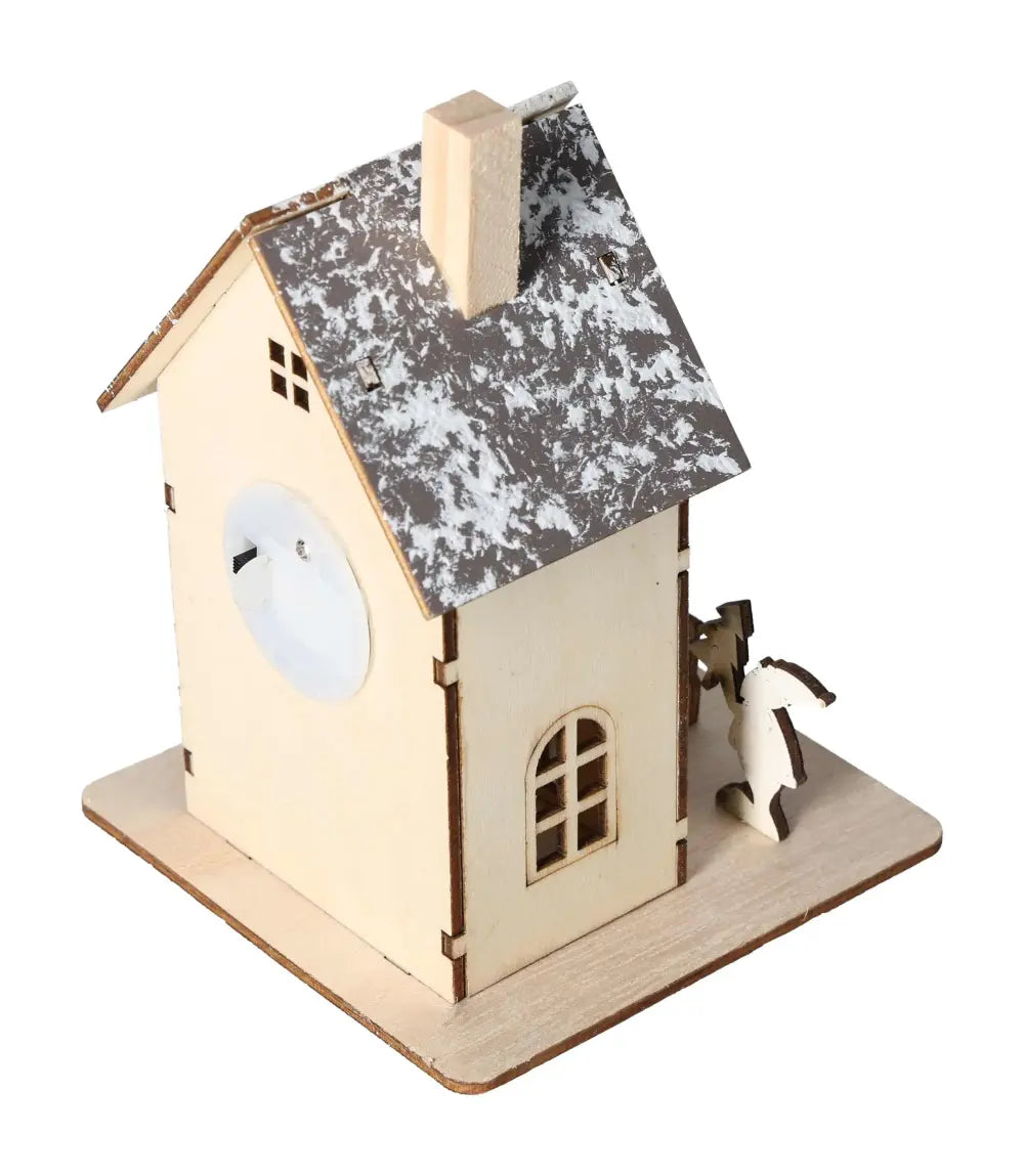 Table Deco House LED 3 with snowy roof and wind-up detail, part of Sylvia Crystals collection, symbolizing elegance and harmony.