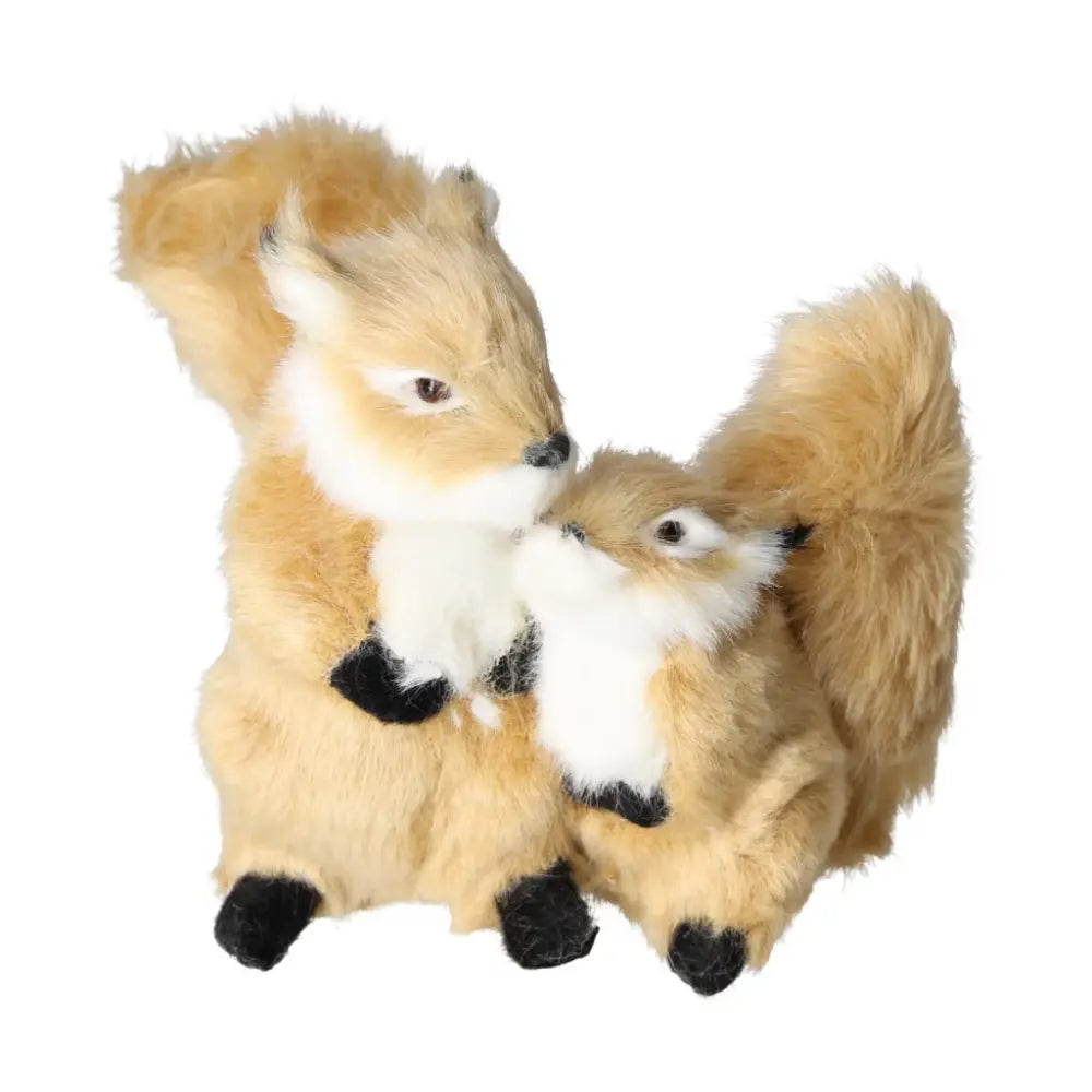 Decorative beige squirrel duo with fluffy tails, perfect for home decor, showcasing elegance and crafted with spiritual energy by Sylvia Crystals.