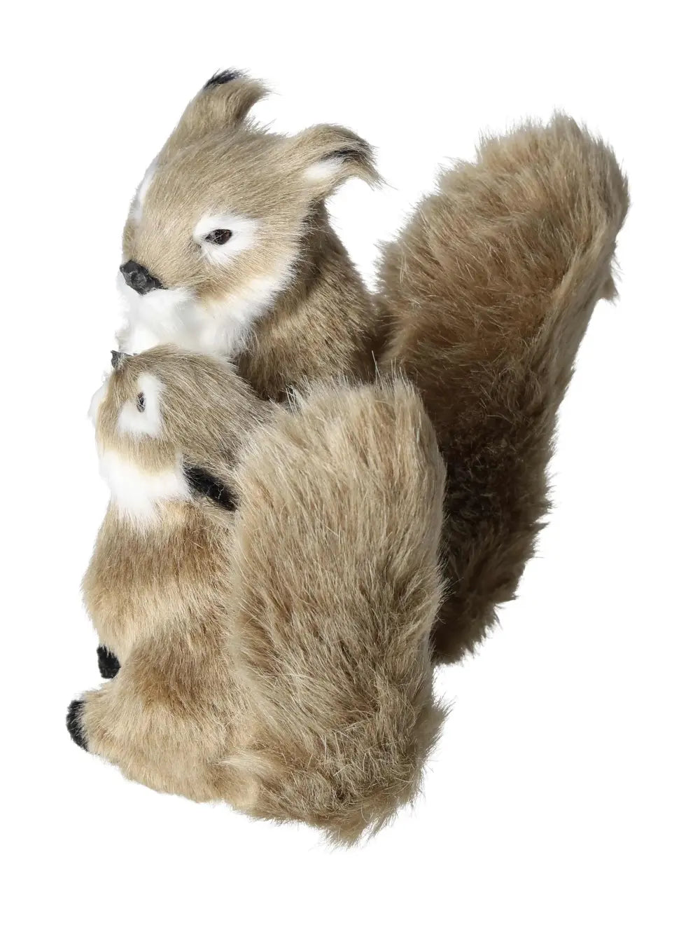 Fluffy grey squirrel home decor ornament with bushy tail, embodying elegance and modern aesthetics, crafted by Sylvia Crystals.