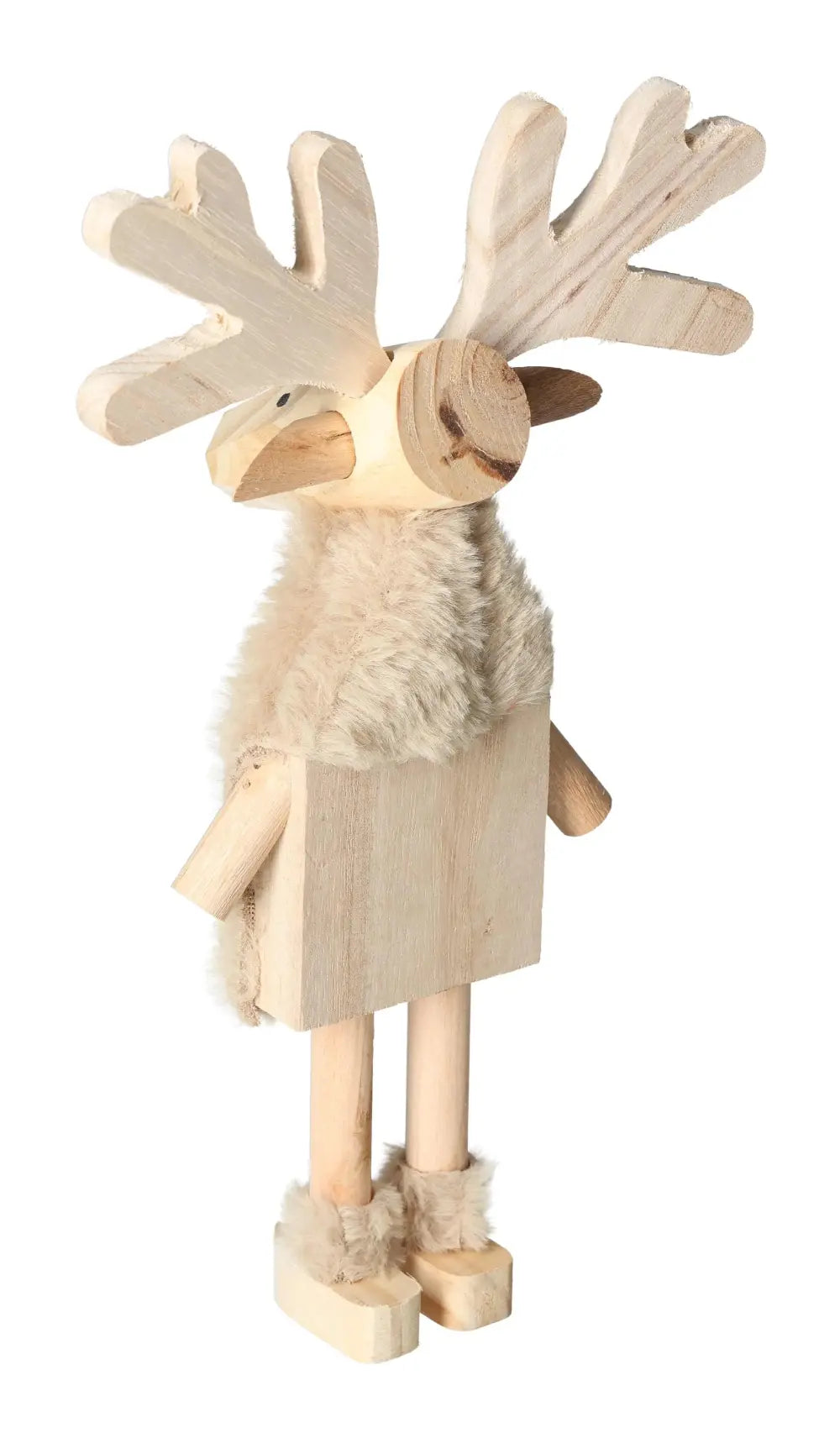 Handcrafted Deco Deer Wood 31 cm decor piece with furry details, symbolizing elegance and luxury from Sylvia Crystals.