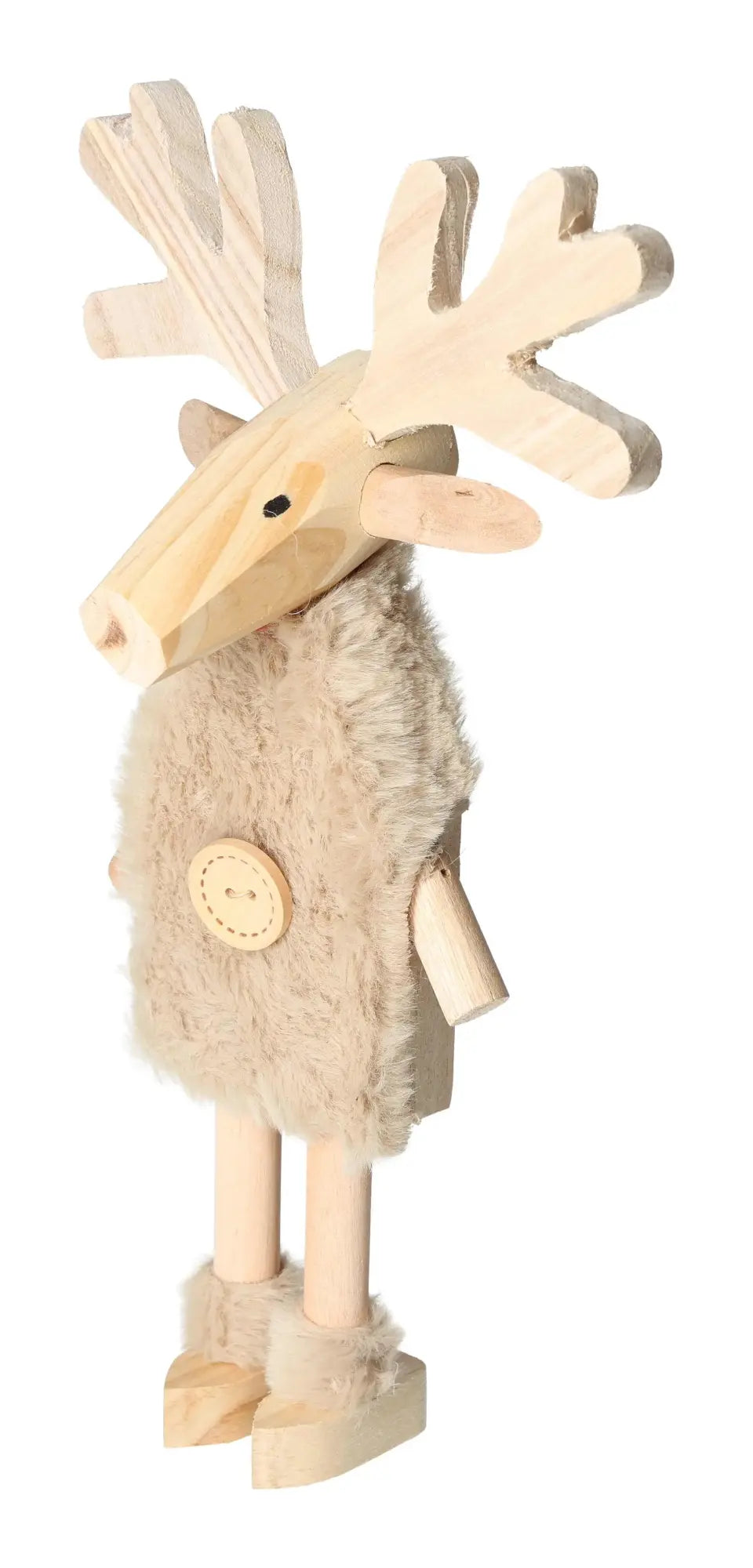 Elegant Deco Deer Wood 31 cm sculpture with intricate details, luxury decor piece by Sylvia Crystals, handpicked for sophistication.