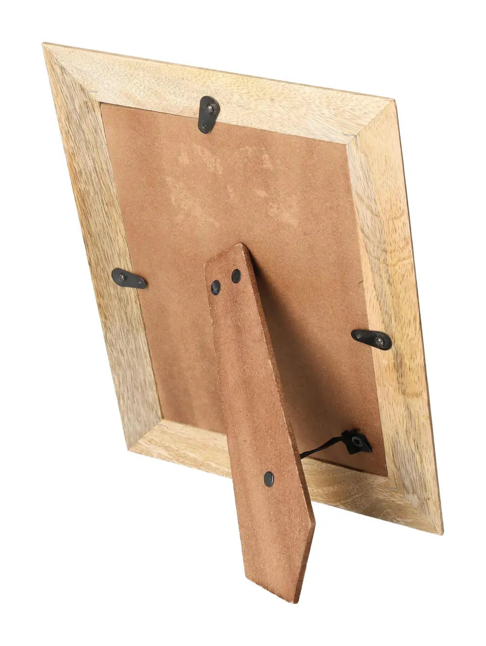 Back view of the Photo Frame Malpais with stand, showcasing elegant craftsmanship and natural wood texture, 23 cm, Sylvia Crystals.