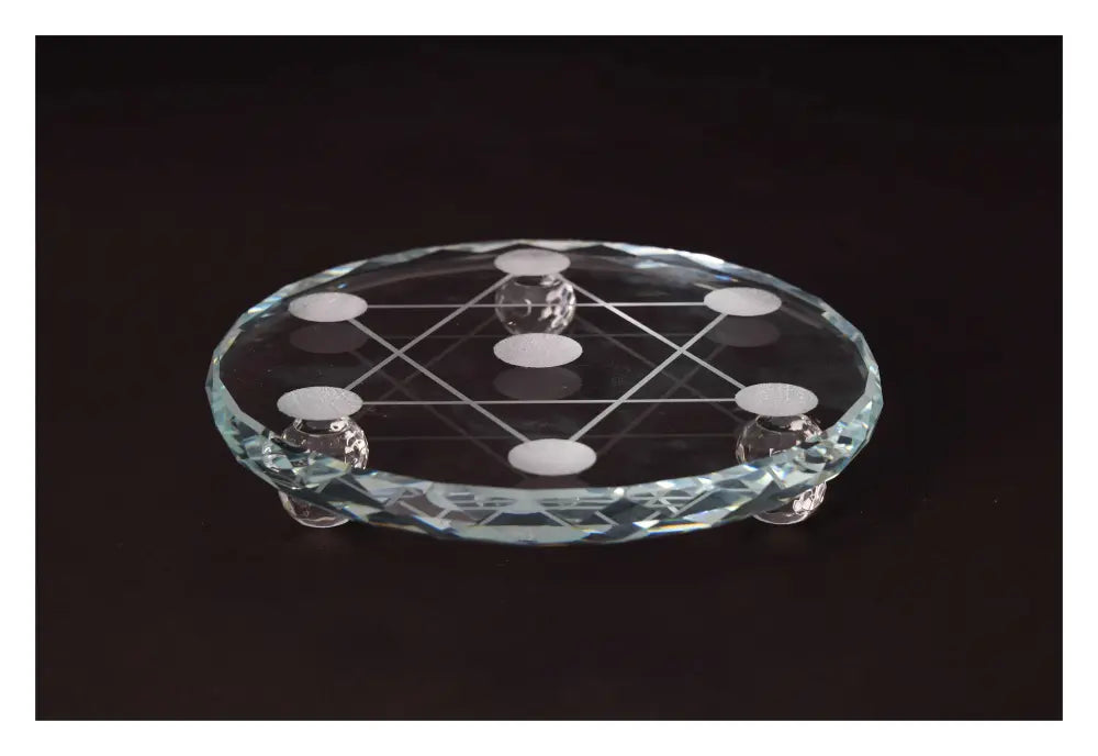 Elegant 150mm glass base with USB-A for aesthetics and function from Sylvia Crystals, featuring a sleek, sophisticated design.