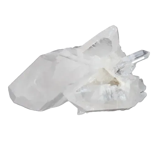 Rough Crystal Quartz Cluster on black background showcasing its natural beauty and spiritual energy-enhancing properties.