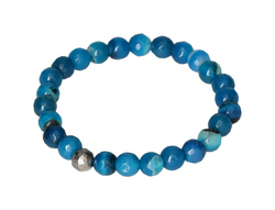 Blue Agate 6 mm Bracelet 634199 P10 featuring polished beads on elastic, emanating calming blue tones and serene elegance.