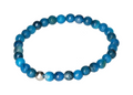 Blue Agate 6 mm Bracelet 20 cm 634212 P10 with polished beads and tranquil blue tones on elastic band