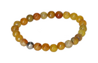 Yellow Agate 6 mm Bracelet 634281 P10 with polished beads on elastic band showcasing bright yellow tones and natural banding patterns.