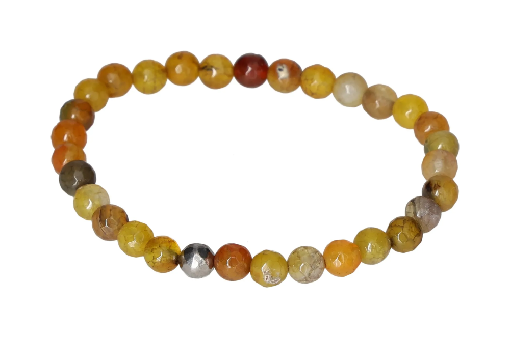 Yellow Agate 6 mm Bracelet 634281 P10 with polished beads