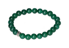 Green Agate 6 mm Bracelet 634403 P10 with polished beads, showcasing vibrant tones and natural elegance on an elastic band.