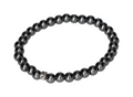 Hematite 6 mm Bracelet 634434 P10 featuring polished beads on an elastic band with metallic silver-gray luster and smooth finish.