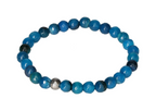 Blue Agate 6 mm Bracelet 17 cm 634205 P10 showcasing calming blue tones on elastic for serene elegance.