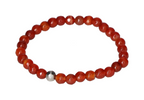 Red Agate 6 mm Bracelet 17 cm 634236 P10 featuring polished beads and elastic band, showcasing rich red tones and natural agate patterns.