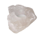 Rock Crystal Clear Candle Holder 634519 P10 with polished clear quartz for dazzling light display and sparkling ambiance.