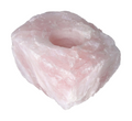 Rose Quartz Rough Candle Holder 634533 P10 with unpolished natural pink stone, ideal for creating a warm and romantic ambiance.