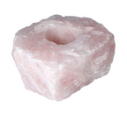 Rose Quartz Rough Candle Holder 634533 P10 with unpolished pink hues, perfect for a warm, romantic ambiance and nurturing energy.