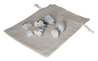 Moonstone White Rough 634649 P10 stones displayed on a fabric pouch enhancing aesthetics and positive energy