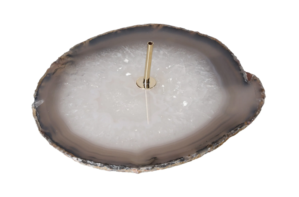 Polished Agate Slice Incense Holder 634939 featuring a calming and balancing agate stone design for harmonizing energy and grounding.