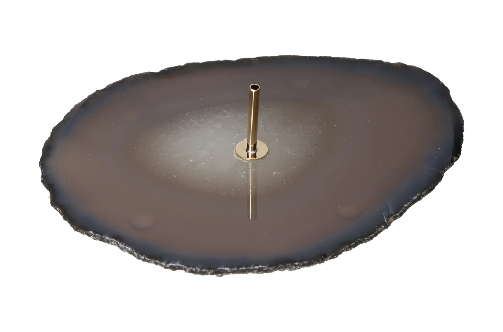 Elegant Polished Agate Slice Incense Holder 634939 with grounding properties, designed for energy harmonization and calming effects.