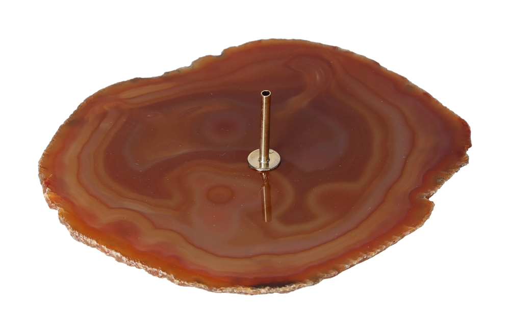 Polished Agate Slice Incense Holder 634946, used for balancing energy and enhancing calmness.