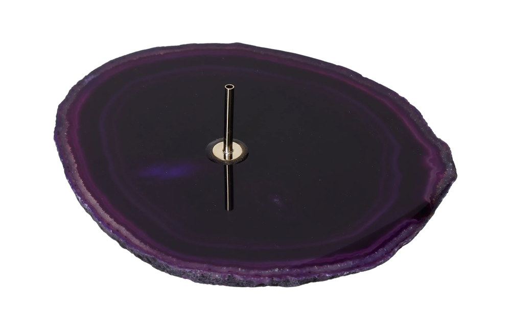 Polished Agate Slice Incense Holder 634960 with purple hues supporting spiritual harmony and meditation.