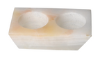 Onix Candle Holder 2 Holes 635066 in polished stone finish, showcasing dual candle spaces, elegant home decor accessory.