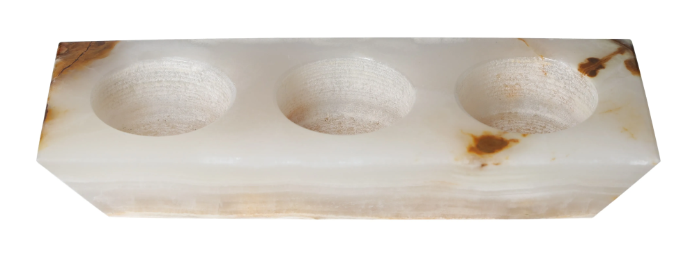 Onix Candle Holder 3 Holes 635073 made from natural onyx with three circular slots for candles