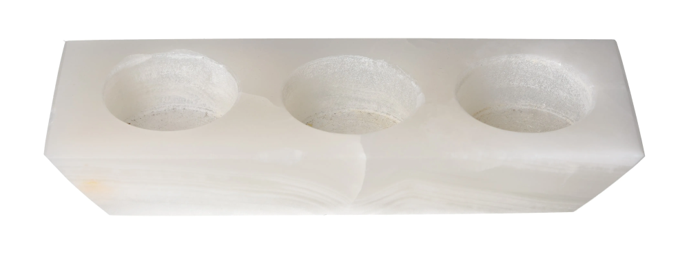 Elegant Onix Candle Holder 3 Holes 635073 showcasing its natural stone texture and design, perfect for home decor and ambiance.