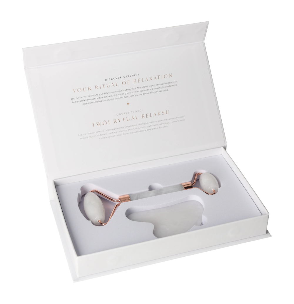 White Jade Roller And Gua Sha Set 635349 in elegant packaging