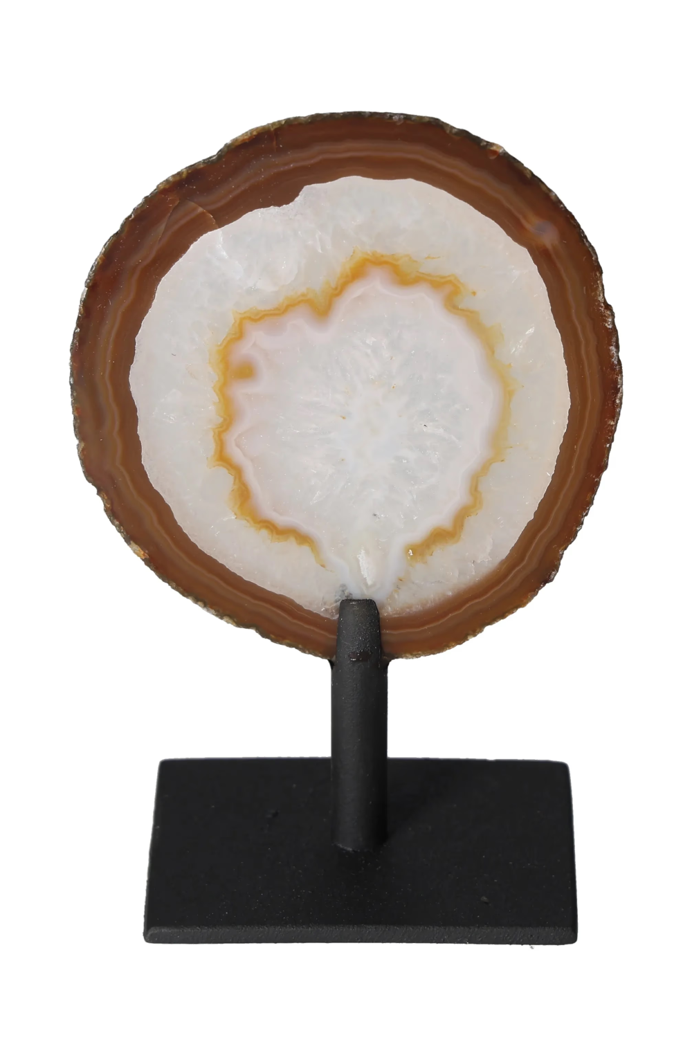 Thin Agate Slice With Quartz Iron Base 635561 for balance and harmony