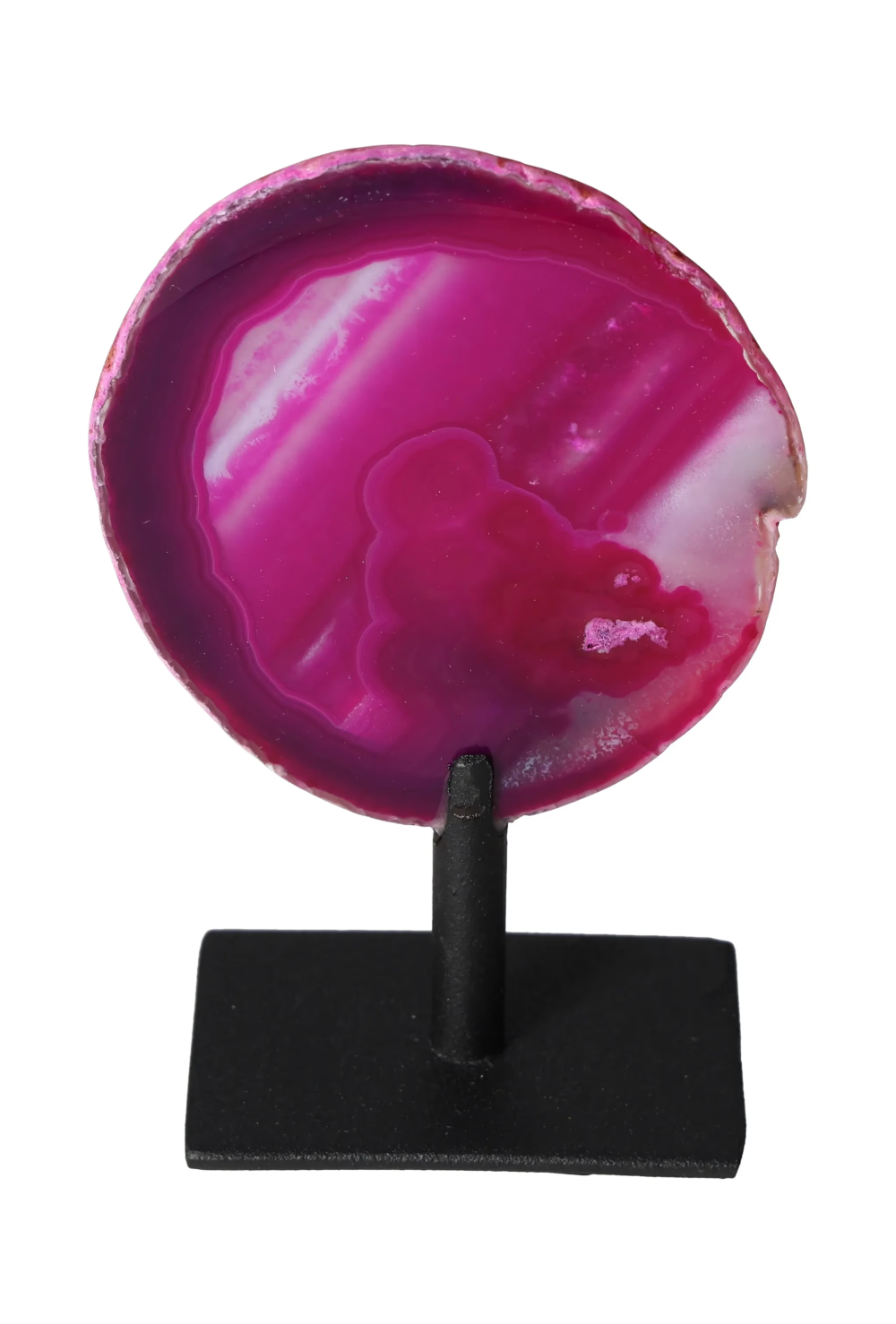 Thin Agate Slice Iron Base 635622 offering balance and security with vibrant color and elegant stand.
